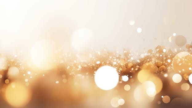 Golden glitter particles and dots abstract background. Generative AI design