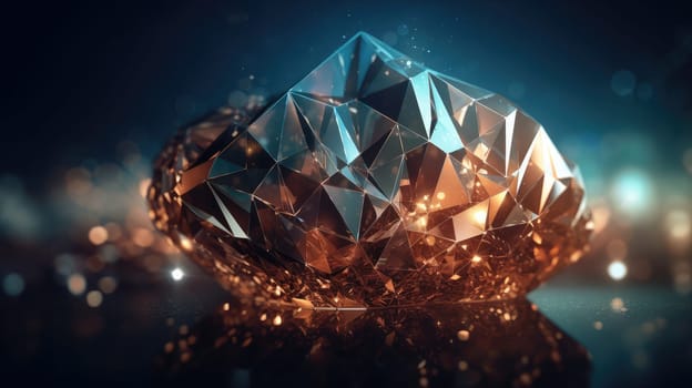 Shiny sparkling low poly hi-tech crystal abstract background. Generative AI design