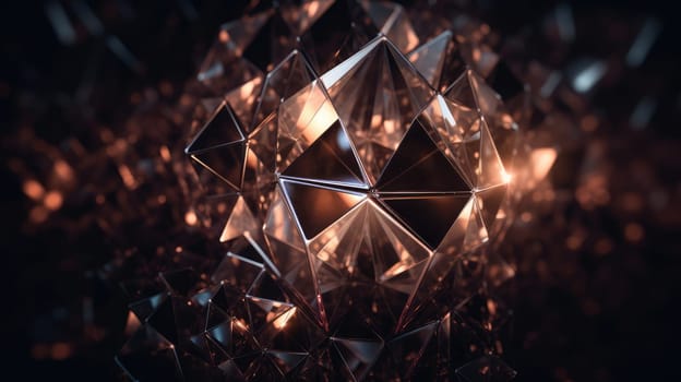 Shiny sparkling low poly hi-tech crystal abstract background. Generative AI design