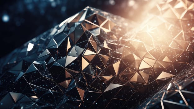 Shiny sparkling low poly hi-tech crystal abstract background. Generative AI design