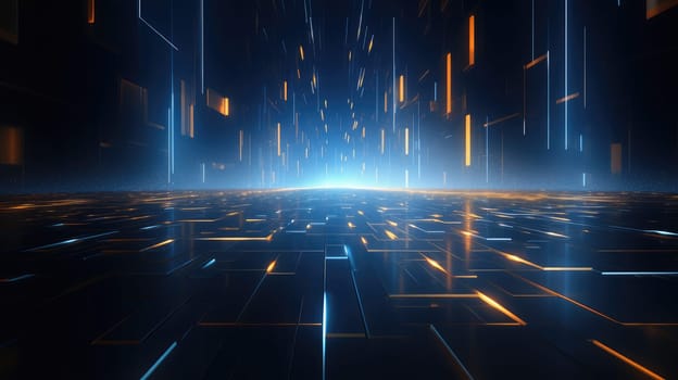 Glowing futuristic hi-tech sci-fi abstract background. Generative AI design