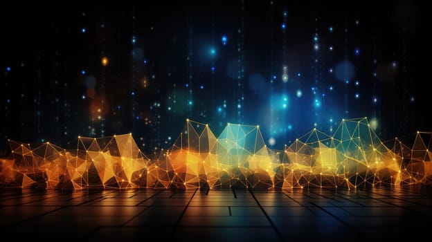 Shiny sparkling low poly hi-tech abstract background. Generative AI design