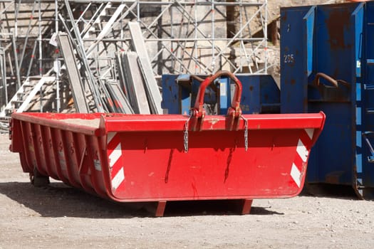 Container, skip for construction waste on a construction site, Germany