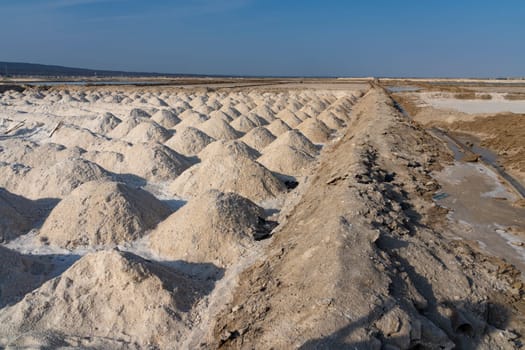 Salt flats near Afera Lake in the Danakil Depression in Ethiopia in Africa.
