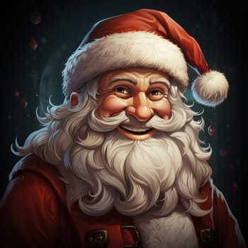 close-up of a smiling Santa Claus, in a watercolor style. Design for web, banner, poster, greeting card,Generative AI
