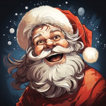 close-up of a smiling Santa Claus, in a watercolor style. Design for web, banner, poster, greeting card,Generative AI