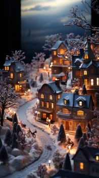 toy village with illumination on Christmas Eve.Generative AI