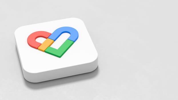 Google Fit App Icon 3D Symbol Shape on Plastered Gray Background with Copy Space 3D Illustration