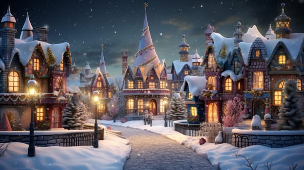 Beautiful Christmas street view. Christmas celebration and holiday concept.