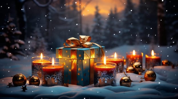 Christmas gift decoration. Holiday season and Christmas celebration.