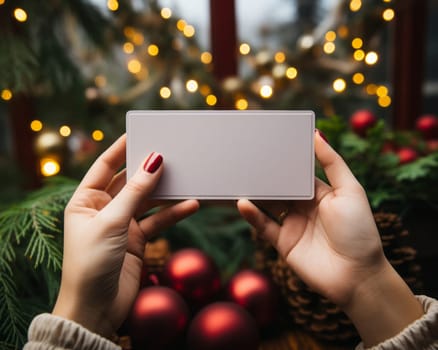 Blank notepad with customizable space for text. Holiday season and Christmas celebration.