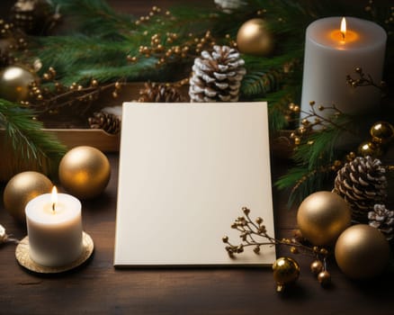 Blank notepad with customizable space for text. Holiday season and Christmas celebration.