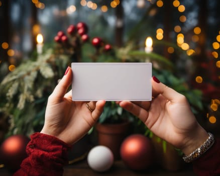 Blank notepad with customizable space for text. Holiday season and Christmas celebration.