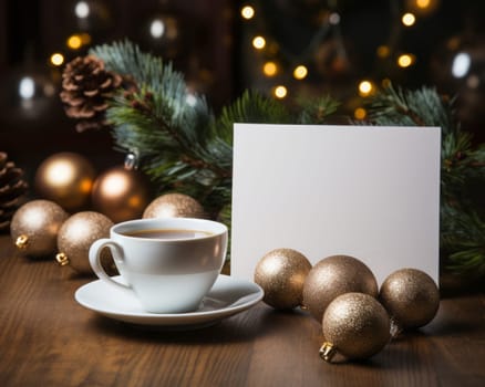 Blank notepad with customizable space for text. Holiday season and Christmas celebration.