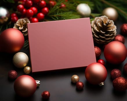 Blank notepad with customizable space for text. Holiday season and Christmas celebration.