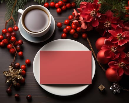 Blank notepad with customizable space for text. Holiday season and Christmas celebration.