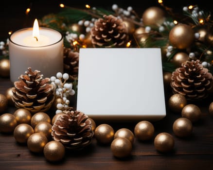Blank notepad with customizable space for text. Holiday season and Christmas celebration.