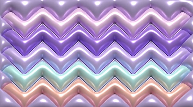 Background with inflated zigzag shapes, 3D rendering illustration