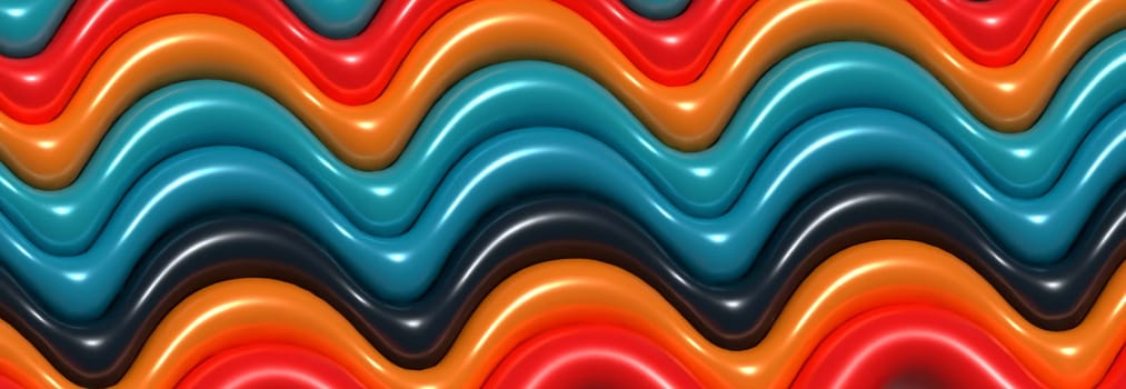 Abstract background with various inflated figures, 3D rendering illustration
