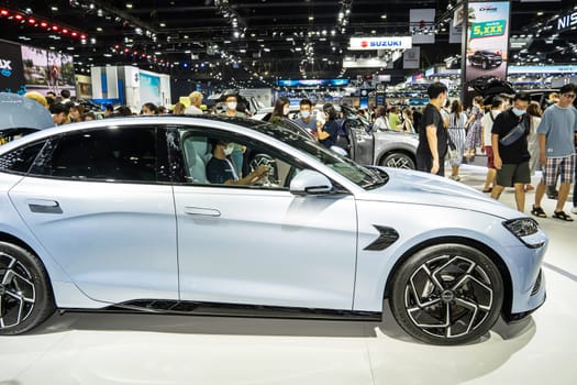 Nonthaburi, Thailand - APR 2, 2023 Car at The 44th Bangkok international motor show 2023 at IMPACT Arena, Muang Thong Thani, Nonthaburi, Thailand.