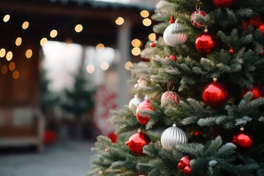 Holiday season with beautiful indoor Christmas decoration background.