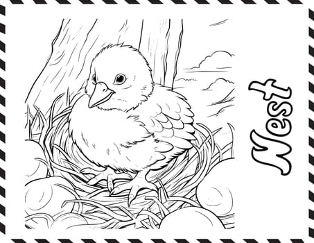 Chicks In The Nest Coloring Book  Coloring Pages for Kids