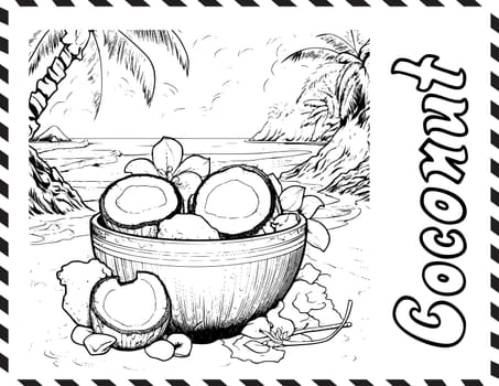 Coconut Coloring Page for Kids