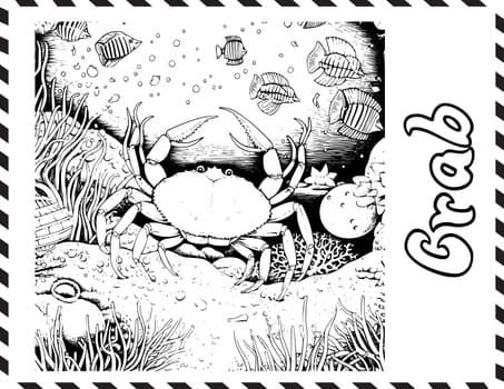Crab Undersea Coloring Page For Kids