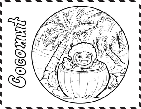 Coconut Coloring Page for Kids