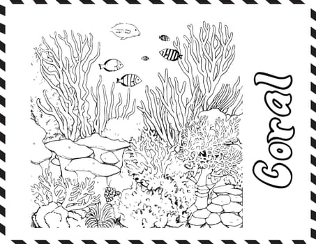Coral Reef Coloring Page Drawing For Kids