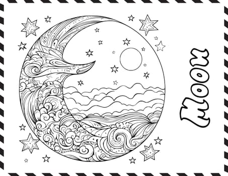 Crescent Moon Coloring Pages for Kids