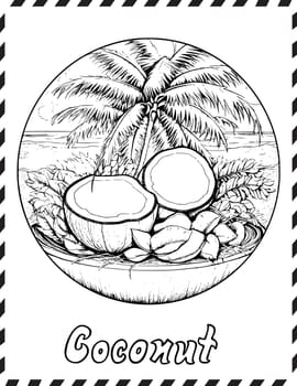 Coconut Coloring Page for Kids