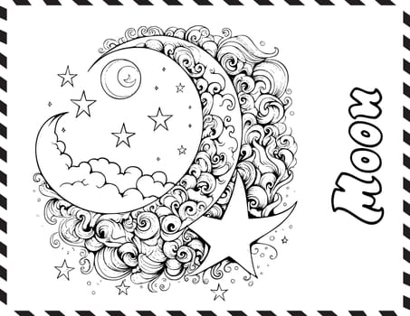 Crescent Moon Coloring Pages for Kids
