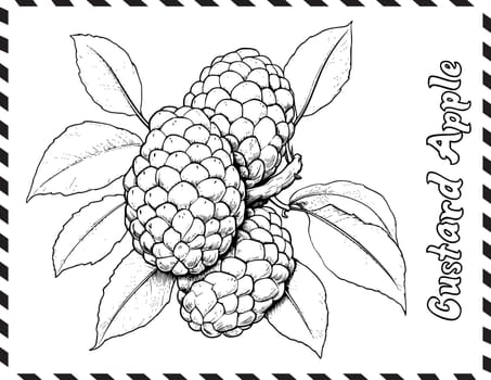 Custard Apple Coloring Pages for Kids