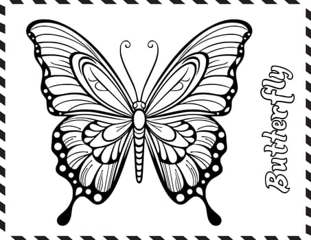 Cute Butterfly Coloring Page Drawing For Kids
