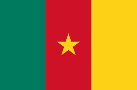 Flag of Cameroon. Cameroonian flag. Cameroonian national flag. Republic of Cameroon. African country