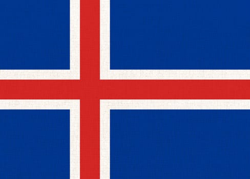 Flag of Iceland. Icelandic flag on fabric surface. Icelandic national flag on textured background. Fabric Texture. Republic of Iceland. European country. Island country. Flag with Cross