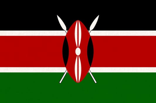 flag of Kenya. National Kenyan flag on fabric surface. Kenyan national flag. Kenyan national flag on textured background. Fabric Texture. Republic of India. African country. State symbol of Kazakhstan