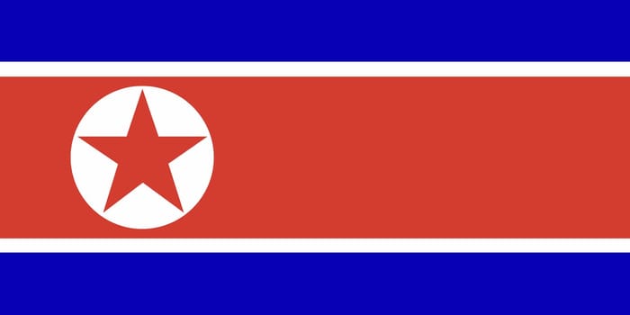 Flag of North Korea. North Korea state symbol. flag of Democratic People Republic of Korea on fabric surface. Fabric Texture. Korean state symbol. Asian country. State symbol of Northern Korea