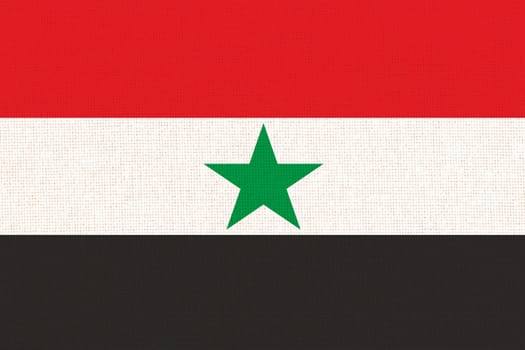 flag of Yemen . National Yemen flag on fabric surface. national flag on textured background. Fabric Texture. Yemen Arab Republic
