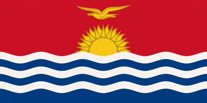 flag of Kiribati. National Kiribati flag on fabric surface. Kiribatian national flag on textured background. Fabric Texture. Illustration of national symbol. Island country. State symbol of Kiribati