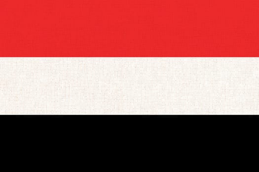 flag of Yemen . National Yemen flag on fabric surface. national flag on textured background. Fabric Texture. Yemen Arab Republic