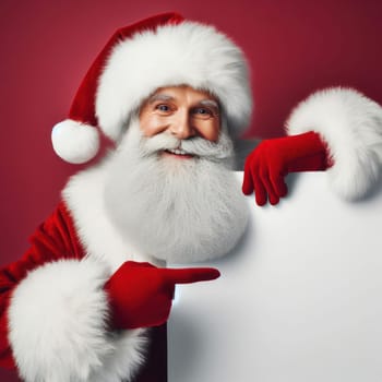 santa claus holding a sign for copyspace generative ai