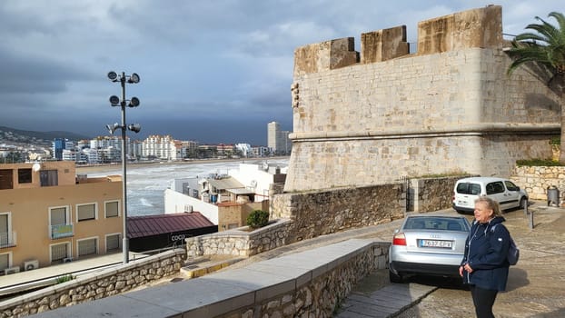 PENISCOLA,SPAIN - NOVEMBER 12..2022  Peniscola ,Spain - 12..2022: Peniscola castle, top view. Costa del Azahar, province of Castellon, Valencian Community