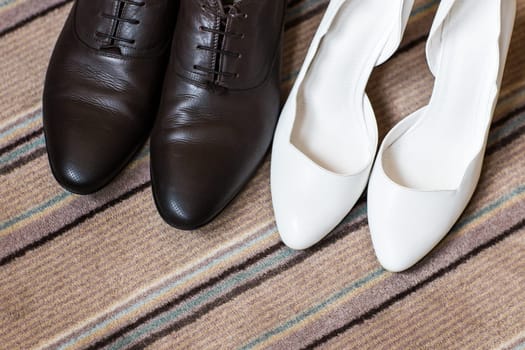 Man and woman shoes. A pair of wedding shoes