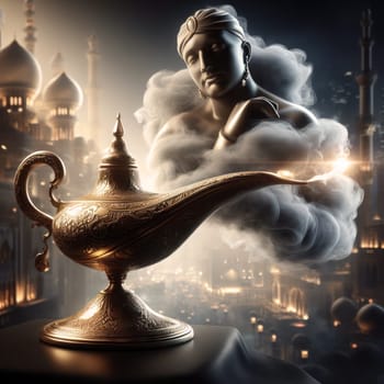 make a wish on the beautful magic genie lamp generative ai