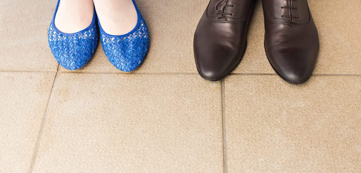 Man and woman shoes. A pair of wedding shoes