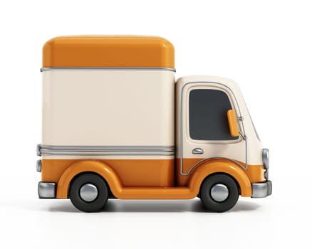 Cartoon delivery truck isolated on white background. 3D illustration.