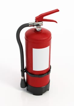 Fire extinguisher with blank label isolated on white background. 3D illustration.