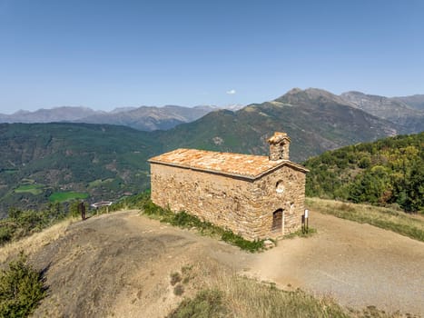 Hermitage and viewpoint San Salvador de Irgo de Tor, a town sanctuary belonging to the municipality of Pont de Suert Alta Ribagorza, Lleida province, Catalonia, Spain
